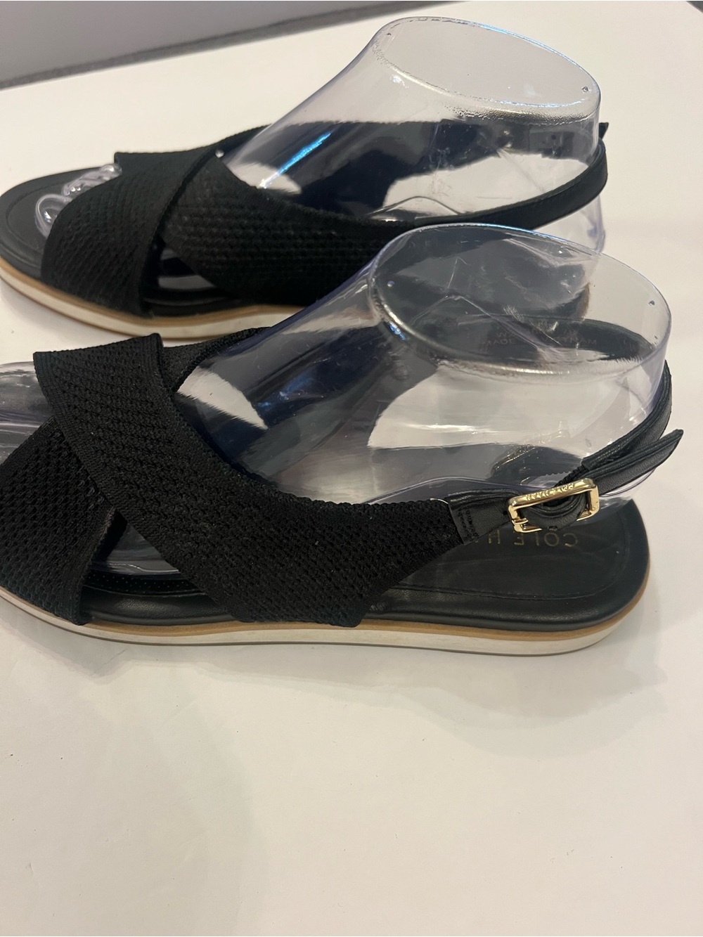 Cole Haan Black Crisscross Knit Slide Sandals - Picture 4 of 6